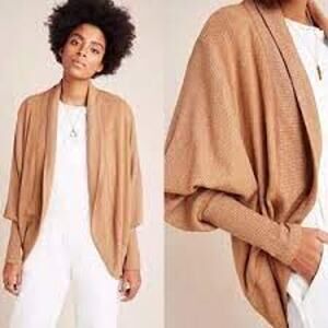 Anthropologie Maeve Ingrid Cocoon Cardigan Ribbed Brown Open Women XS